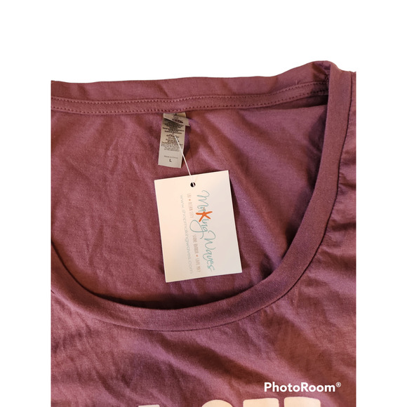 Purple T-Shirt, Size Large - Bra Off, Hair Up, Sweats On - Picture 3 of 6